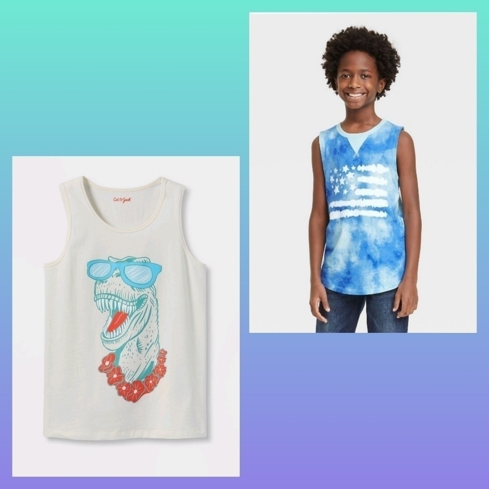 3/$15- 2pk Cat & Jack Boy's Graphic Tank Tops• L (12-14)